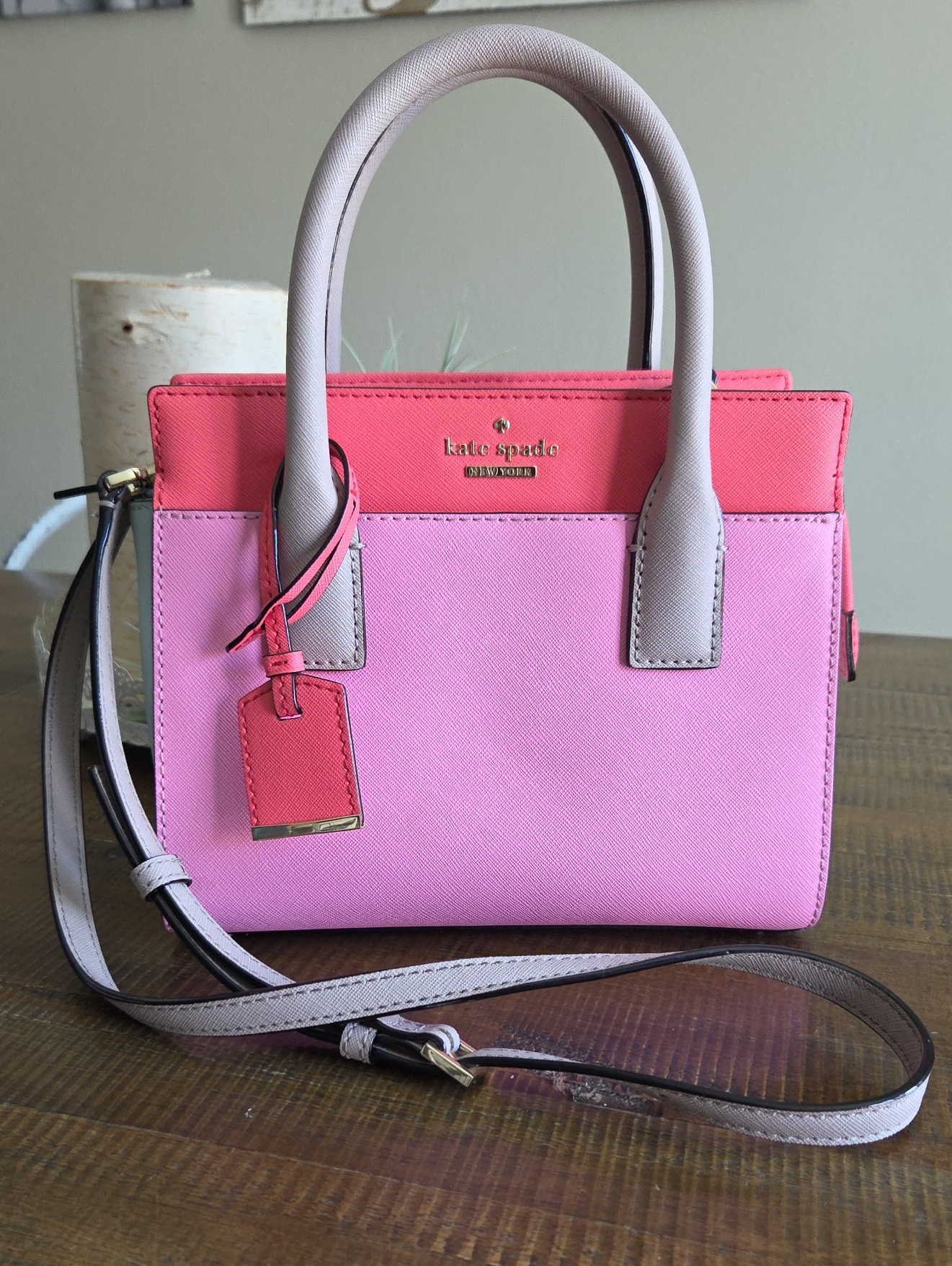 Kate Spade Mini Satchel In Pink, Coral & Taupe